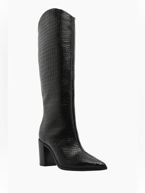 Analeah 85MM Croc-Embossed Leather Boots
